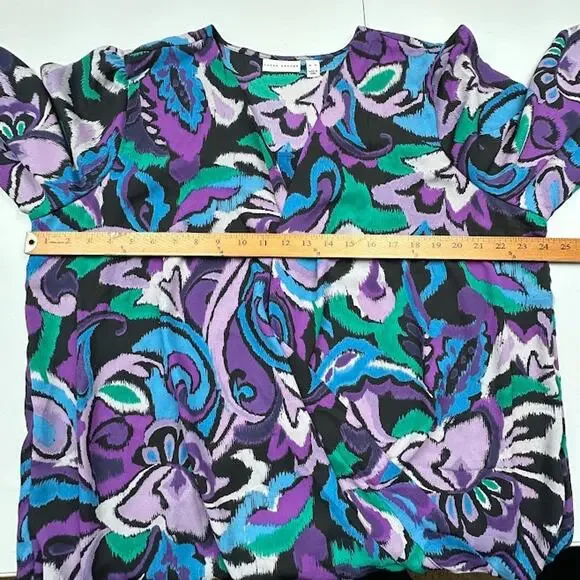 Susan Graver Top Womens Extra Large Purple Long Sleeve Layered Blouse Office - Picture 11 of 14